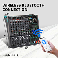 Mezclador de Audio Profesional Rayco PA8 de 8 Canales, Consola de Audio USB con Entrada para Computadora MP3 y 99 Efectos de Reverberación Integrados