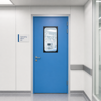 Porte de salle d'opération d'hôpital sur mesure avec panneau de vision à double vitrage, porte battante en acier pour salle blanche, clinique
