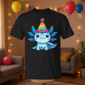 T-shirt avec chapeau de fête d'anniversaire Anime Kawaii Axolotl - Product Image 3