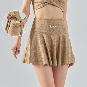 Gonna leopardata da Tennis plissettata per donna con tasche pantaloncini da allenamento a vita alta da donna che corrono gonne da Golf - Product Image 1