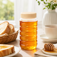 Tarro de plástico transparente al por mayor con diseño acanalado, apto para uso alimentario, contenedor de almacenamiento para cocina, tarros para mantequilla de cacahuete y tarros para chile.