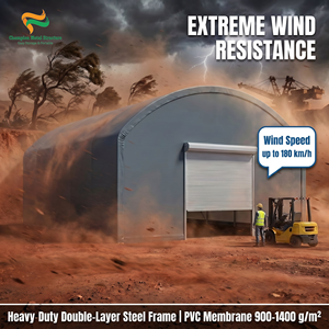 Structure <span class=keywords><strong>de</strong></span> tente d'entrepôt préfabriquée en tissu 30x60m pour garage et <span class=keywords><strong>abri</strong></span> <span class=keywords><strong>de</strong></span> stockage, certifiée pour l'exploitation minière, en <span class=keywords><strong>PVC</strong></span>, sans acier galvanisé - Product Image 4