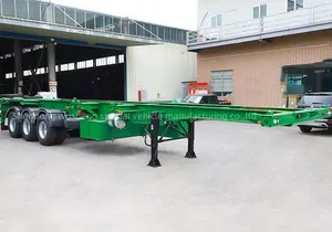 Wosheng 3 trục màu xanh lá cây 20ft 40ft container Chassis Skeleton Trailer bán