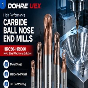 Fraise à queue sphérique en carbure DOHRE <span class=keywords><strong>UEX</strong></span> HRC60 pour l'usinage CNC 3D de l'acier moulé, outil de finition pour acier trempé - Product Image 1