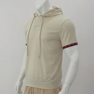 Camiseta de manga corta para hombre para deportes de ocio de verano con talla grande y Sudadera con capucha Waffle - Product Image 4