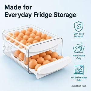 Kichen Egg Organizer 2-Tier 32 Eggs Capacity <b>Fridge</b> Egg Holder Plastic Egg Organizer - Product Image 4