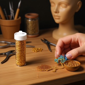 Perline d'oro ILAN Abalorio da 5 mm per la creazione di gioielli, 12 pezzi per tubo - Product Image 3