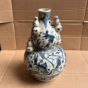 Reproducción Antigua China cerámica azul y blanco patrón de pescado subasta jarrón de porcelana molde único Decoración de mesa - Product Image 4