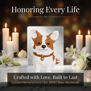 Urne commémorative personnalisée pour animaux de compagnie, en céramique blanche et marron, style européen, artisanale, pour cendres de chien, souvenir pour les amoureux des chiens - Product Image 2