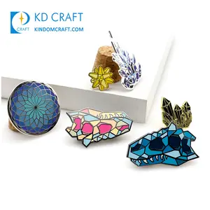 고품질 맞춤형 금속 3D 라인 석 브로치 다이아몬드 핀 배지 옷깃 클럽 핀 판매