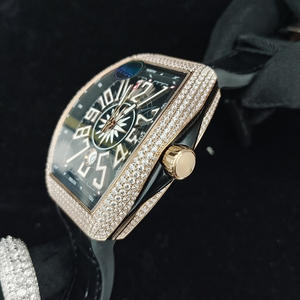 Montre automatique pour homme de luxe au design moderne, montre carrée sertie de diamants, montre de mode pour affaires avec bracelet en cuir - Product Image 3
