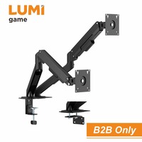 Support de moniteur double bras en acier LDT113-C024E, fixation par pince, 32 pouces, support VESA, bras noir et blanc, support pour deux écrans