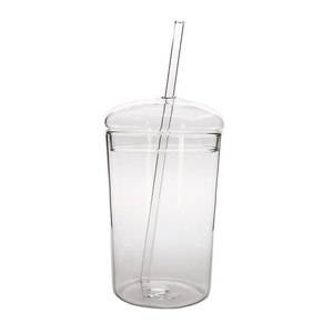 Estilo coreano criativo Ins Glass Straw Cup Copos transparentes de grande capacidade com tampa para água ou suco no dia das meninas - Product Image 1