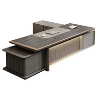 Ensemble de bureau et de chaise de direction moderne et luxueux avec bureau en forme de L à levage électrique de 2,4 m pour le bureau du président