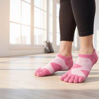 Chaussettes pour femmes à 5 orteils, en coton, antibactériennes, anti-odeur, avec séparateurs d'orteils, anti-boulochage, respirantes