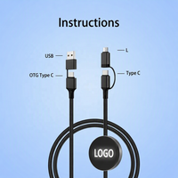 Nouveau Câble de Charge Tressé LED 4-en-1 avec Logo Lumineux 60W 3A USB Type-C Charge Rapide, Cadeau d'Affaires Personnalisé avec Logo
