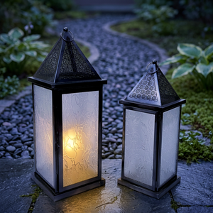 Portavelas Moderno de Metal Negro Niquelado, Hecho a Mano, Duradero, con Cristal de Gotas de Escarcha para Decoración del Hogar y Exteriores (Personalizado) - Product Image 5