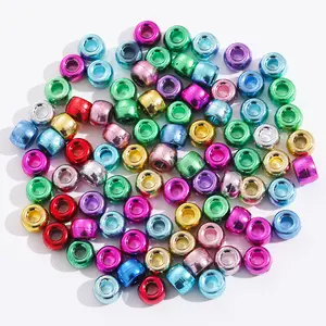 6 x 9 mm Metal Color Series Plastic Gold Silver Pony Beads for Jewelry Making Bracelets