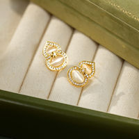 TANGPEI Boucles d'oreilles en alliage d'or et zircon en forme de gourde pour femmes, bijoux tendance