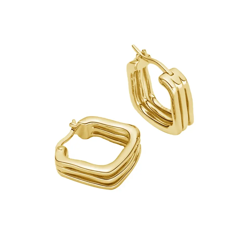 nagosa vintage 925 sterling silver women jewelry 14k 18k gold vermeil triple band huggie hoop earrings