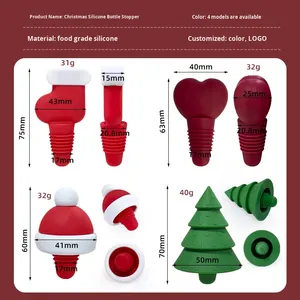 Tapón de Botella de <span class=keywords><strong>Vino</strong></span> de Silicona Creativo, Moderno y Minimalista con Diseño de <span class=keywords><strong>Caperucita</strong></span> <span class=keywords><strong>Roja</strong></span> Navideña, Regalo Navideño - Product Image 4
