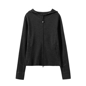 Otoño nuevo estilo 100% lana <span class=keywords><strong>fina</strong></span> <span class=keywords><strong>mujer</strong></span> <span class=keywords><strong>cremallera</strong></span> gorra <span class=keywords><strong>fina</strong></span> suéter Casual <span class=keywords><strong>sudadera</strong></span> de punto con capucha venta directa de fábrica - Product Image 6