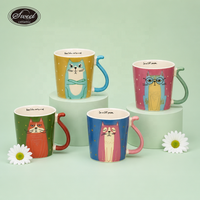 Set Cangkir Kopi Keramik SWT Sweet 4Pcs dengan Gagang Ekor Kucing, Desain Slogan Lucu, Hadiah Teh, untuk Rumah, Kantor, Grosir, Langsung dari Pabrik