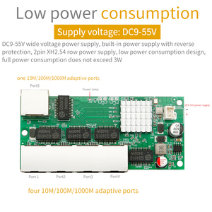 Miniatura <span class=keywords><strong>5</strong></span>-port Gigabit Rede Switch Módulo Chassis Built-in 4 + 1 Hub Ethernet Comunicação Motherboard OEM ODM - Product Image 2