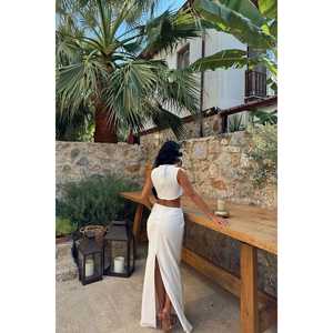 Vestido de Novia de Encaje Blanco con Detalle de Anillo, Vestido de Baile Largo, Estilo Sirena, Cola de Capilla Alta, Materiales Personalizables para Bodas y Fiestas Nupciales - Product Image 2