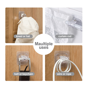 Support mural transparent auto-adhésif réglable sans couture pour tringle à rideau, crochet de suspension robuste pour usage domestique, vente en gros - Product Image 4