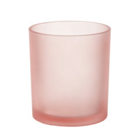 Porte-bougie parfumé coloré avec base en verre givré, adapté aux bougies de forme ronde, livré avec un couvercle