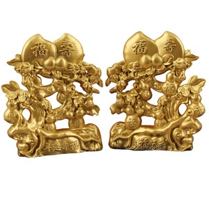 Décoration en métal massif Dingtong en forme de pêche, symbole de longévité, idéale comme cadeau d'anniversaire, gourde d'entrée en alliage des <span class=keywords><strong>Cinq</strong></span> Bénédictions. - Product Image 1