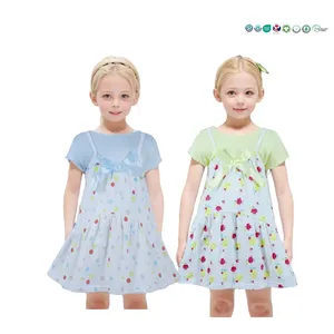 Girls Dresses Cartoon Print 2 Piece Children's Clothing Set Girl Dress