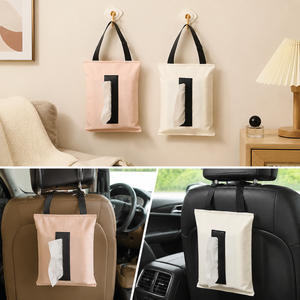 <span class=keywords><strong>Porte</strong></span>-mouchoirs de <span class=keywords><strong>voiture</strong></span> suspendu élégant et imperméable avec pompon, poignée en cuir fixée par bouton, support de mouchoirs de luxe - Product Image 3