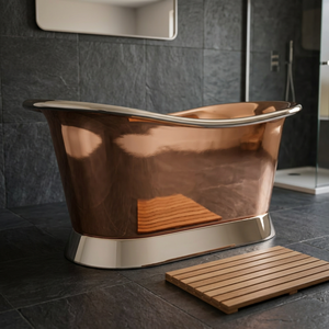 Bañera Ovalada de Cobre Niquelado, Metálica y Delicada, de Diseño Independiente, Duradera, 100% Cobre, Doble Acabado DM-149 - Product Image 1