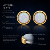 Boucles d'oreilles clous en argent sterling 925 avec opale de feu ronde, opale de laboratoire, hypoallergéniques, cadeau pour elle, vente en gros, Saint-Valentin