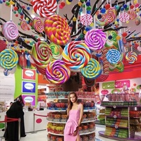 Candyland géant réaliste sucette ornements décorations de noël accessoires d'arbre à bonbons suspendus pour la configuration de la scène du centre commercial