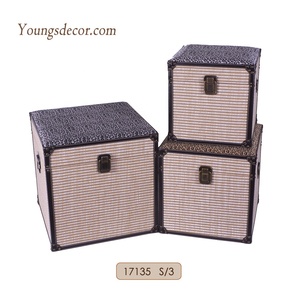 New Design Wooden Cube Square <strong>Storage</strong> Trunk Box <strong>Stool</strong> <strong>Seat</strong> with Faux Leather Surface - Product Image 2