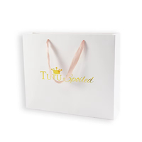 Sac en papier blanc personnalisé, résistant à la graisse, avec ruban, de luxe, écologique, imperméable, réutilisable, robuste, petit format, pour le shopping et les cadeaux, avec finition aluminium