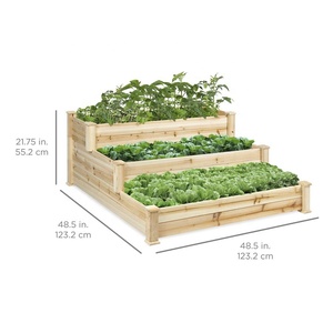 Maceta de madera de 3 niveles para decoración de jardín, caja de cama elevada, caja de jardín para flores y verduras - Product Image 1