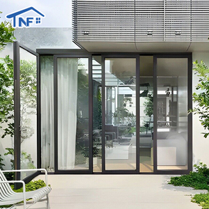 Pintu geser kaca Swing Casement lipat aluminium kustom gaya Modern pintu kaca lipat panorama pabrik pintu kaca lipat