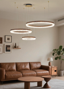 Lampadario in Legno di Noce e Rame, <span class=keywords><strong>Lampada</strong></span> <span class=keywords><strong>a</strong></span> <span class=keywords><strong>Sospensione</strong></span> LED con Anello in Resina, Elegante Estetica Cinese, per Soggiorno e Sala da Pranzo - Product Image 2