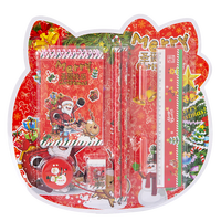 Ensemble de papeterie pour étudiants de Noël, comprenant un carnet de dessin animé, un taille-crayon, une gomme, 8 pièces