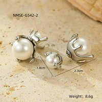 Vente de liquidation de bijoux de Yiwu en gros, boucles d'oreilles en acier inoxydable argentées avec perles, boucles d'oreilles tendance à clous et pendantes pour femmes