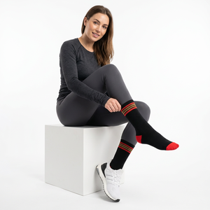 Black Crew <b>Socks</b> With Red And Gold Stripes Breathable Polyester Spandex Basketball Athletic <b>Socks</b> For Adults Summer - Product Image 3
