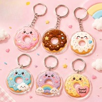 Gantungan Kunci Donat Warna-warni Manis Lucu Aksesoris Tas Ransel Dompet Gantungan Kunci Liontin Hadiah Pesta Ulang Tahun
