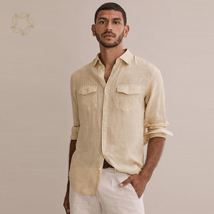 Camicie da <span class=keywords><strong>uomo</strong></span> in <span class=keywords><strong>lino</strong></span> biologico Camicie a doppia tasca per gli uomini sostenibili, vestibilità regolare, <span class=keywords><strong>camicia</strong></span> di <span class=keywords><strong>lino</strong></span> Melange Eco Friendly - Product Image 3