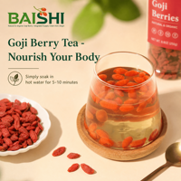 Baies de Goji biologiques de Ningxia, séchées de qualité supérieure, pour la préparation de thés, de boissons et d'aliments sains