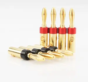 Plated 4mm Banana Plug Connector Gold Adapter Alumínio Masculino Feminino Conector Ip65 5MM Led Conector Cabo Masculino Feminino 2pin 43mm