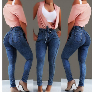 Jeans de <span class=keywords><strong>Mujer</strong></span> Wish, Ajustados, Elásticos, con Cinturón de Flecos, Cintura Alta, Venta Directa de Fábrica - Product Image 4